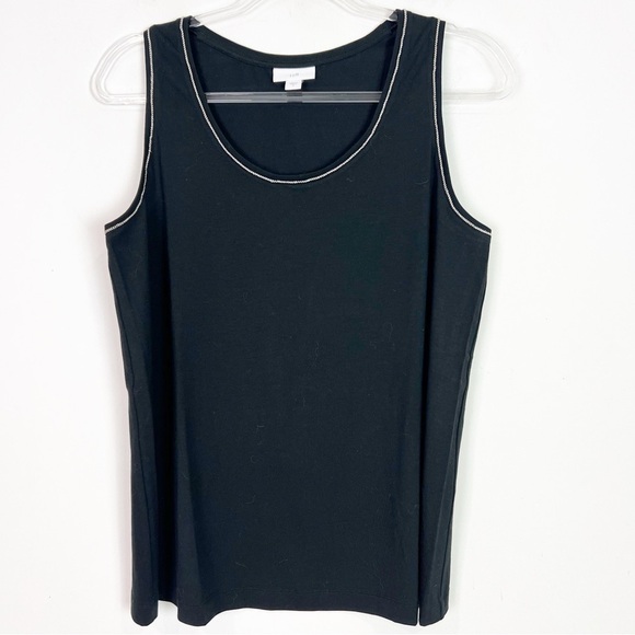 J. JILL BLACK SLEEVELESS BEADED TRIM TANK TOP WOMENS SMALL - Picture 4 of 12
